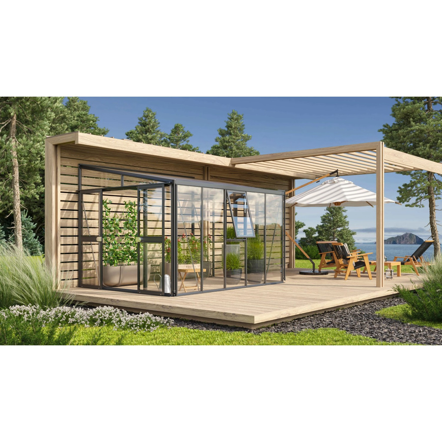 Vitavia Anlehn-Gewächshaus Athena 8600 Schwarz mit 8,6 m² Fläche und Polycarbonat-Hohlkammerplatten - Bild 2