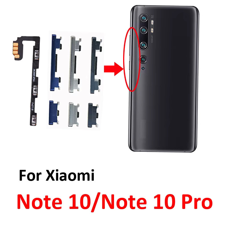 Xiaomi Mi Note 10 Pro Ersatzteil-Set mit externen Tasten und internem Flexkabel für Ein/Aus- und Lautstärketasten in Schwarz - Bild 2