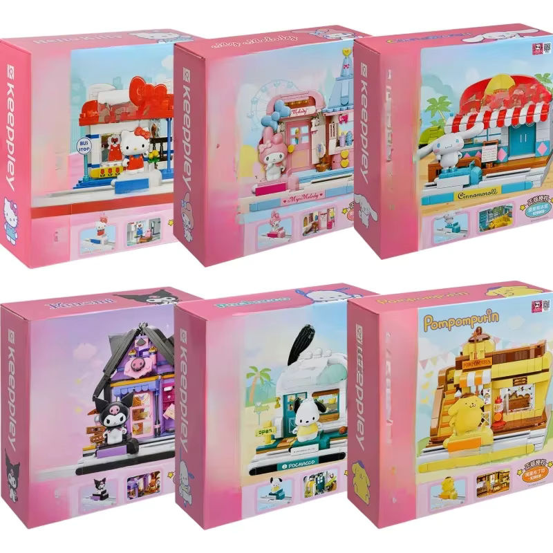 Sanrio Bausteine Spielzeug Set mit 6 verschiedenen Anime Figuren Hello Kitty Cartoon Modelle aus Kunststoff in Mehrfarbig - Bild 4