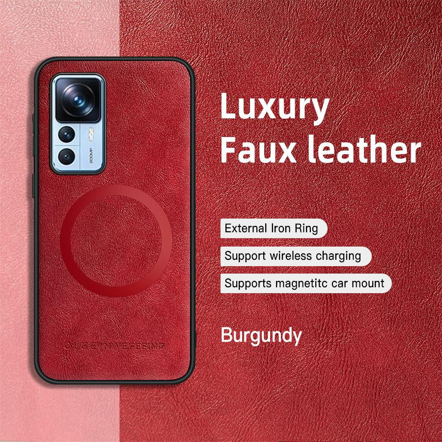 Xiaomi 12T 12T Pro Handyhülle aus PU Leder mit Magnetring in Rot - Bild 3