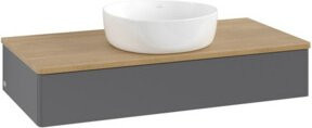 V&B Waschtischunterschrank Antao ohne Frontstruktur in Anthrazit mit Eichenoptik, B/T/H: 100 x 50 x 19 cm - Bild 1