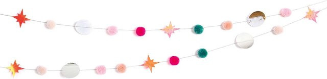 Rico Design Garnpompon-Girlande in Pink-Pastell für Weihnachten, Länge: 2,2 m - Bild 1