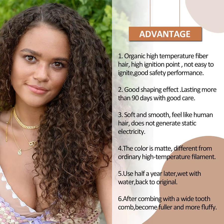 YAKIBEAUTY Clip-in-Haarteil Lockenhaarverlängerungen, 6 Stück, Schwarz/Braun, 160 g - Bild 3