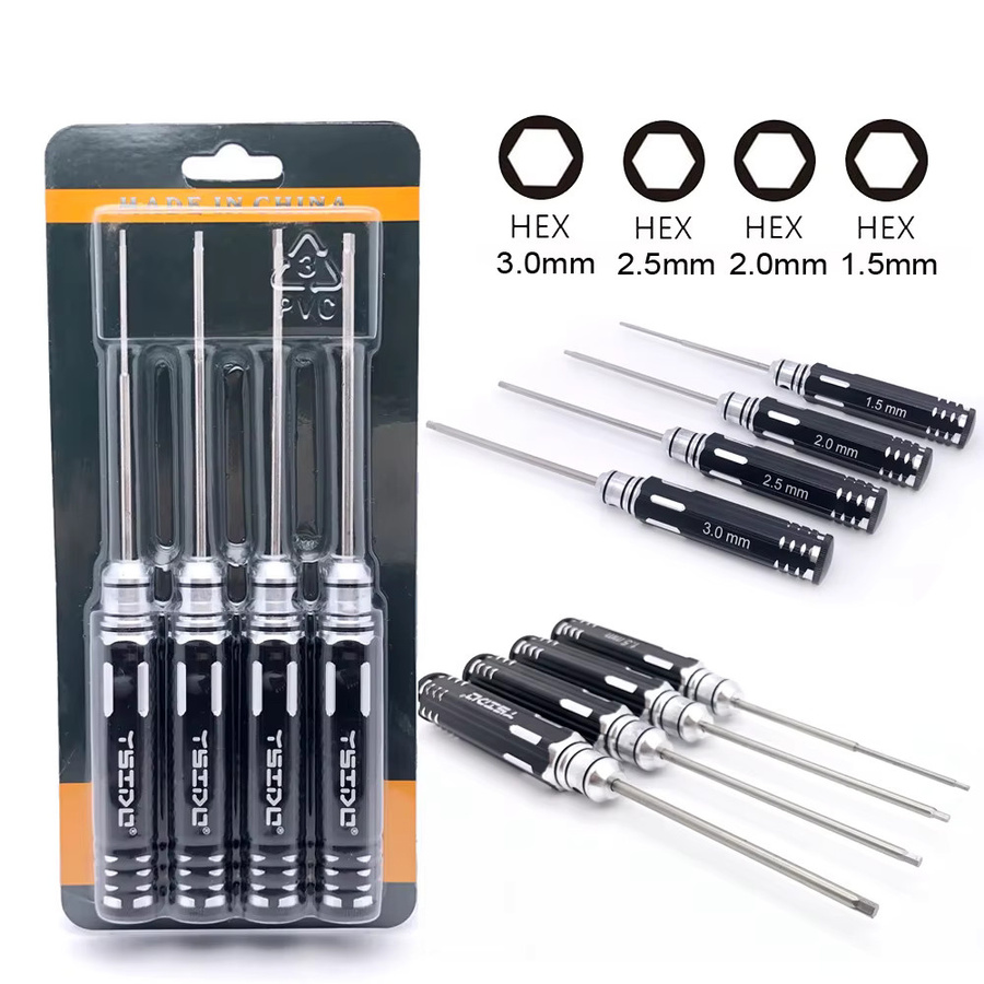 Ysido Sechskantschraubendreher Set für RC Modelle in Schwarz, 4er Pack mit 1,5mm, 2,0mm, 2,5mm und 3,0mm - Bild 3