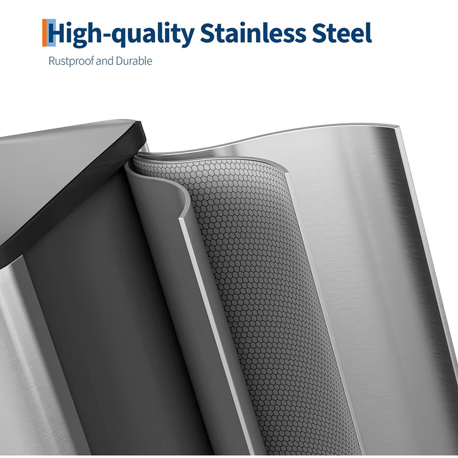 HiMISS Dual Compartment Küchenmülleimer aus Edelstahl in Silber und Grau, 80L mit 2 x 40L Trennsystem, Soft-Close Deckel und herausnehmbaren Inneneimern, Fingerabdruckresistent - Bild 5