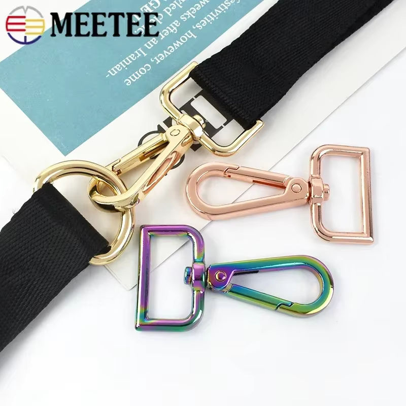 Meetee Metall-Karabinerhaken Set mit Drehverschluss und Schnallen für Taschen und Schlüsselanhänger, Schwarz und Mehrfarbig, Größe: 16 bis 50 mm - Bild 6