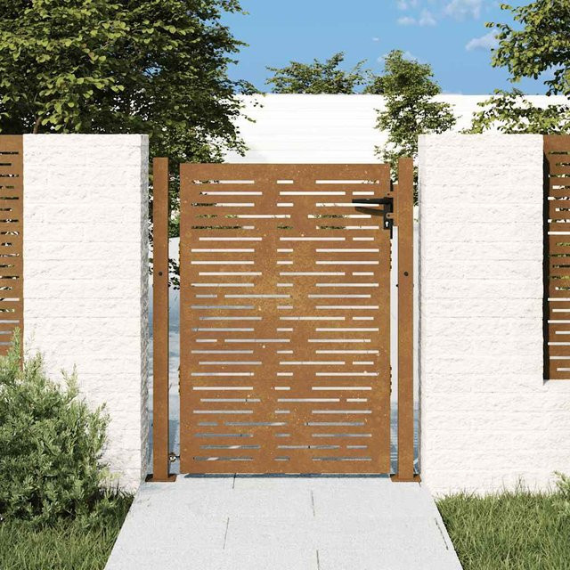 vidaXL Gartentor aus Cortenstahl in Braun mit Rechteck-Motiv, B: 110 cm, H: 130 cm - Bild 2