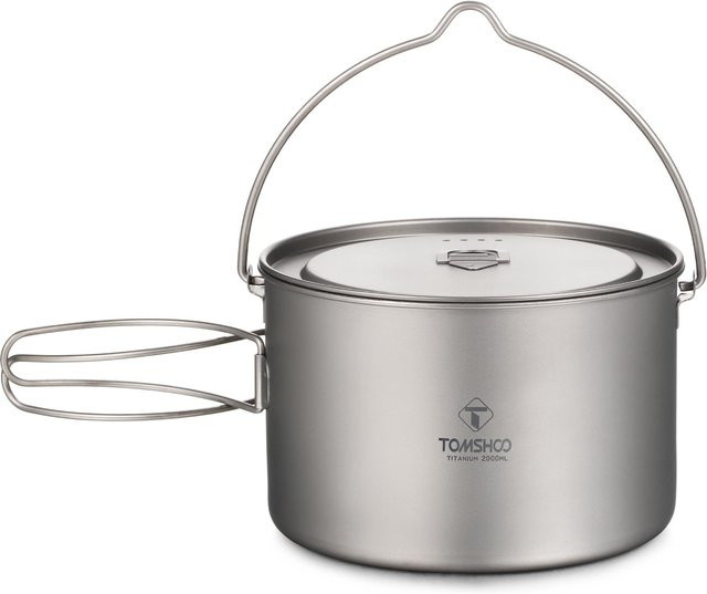 TOMSHOO Titantopf mit Deckel, ultraleicht und stapelbar, Grau, 2000 ml - Bild 1