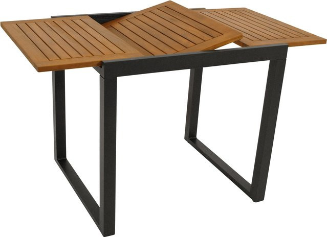 DEGAMO Balkon-Ausziehtisch RIVELLO aus Aluminium in Anthrazit und geölter Akazie, B/T: 80 bis 120 x 70 cm - Bild 1