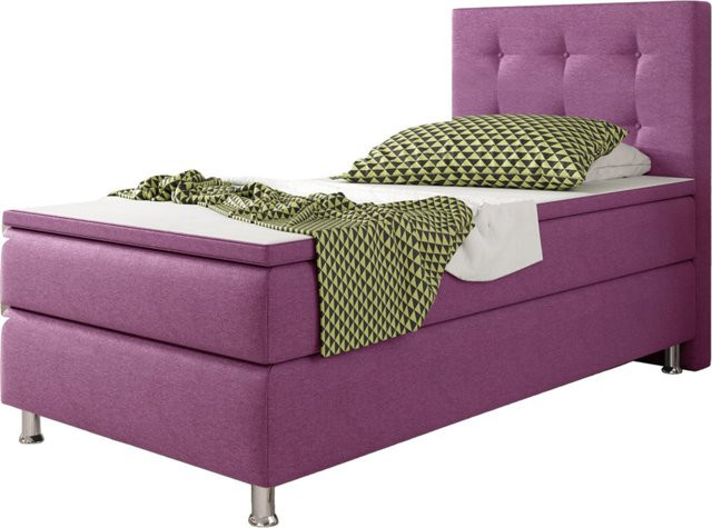 Inter Trading Boxspringbett Köln in Pink mit Taschenfederkern, B/T: 90 x 200 cm - Bild 1