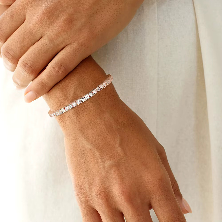 Serenity Day Tennis Armband, 925 Silber, Roségold, Moissanit, Unisex - Bild 3
