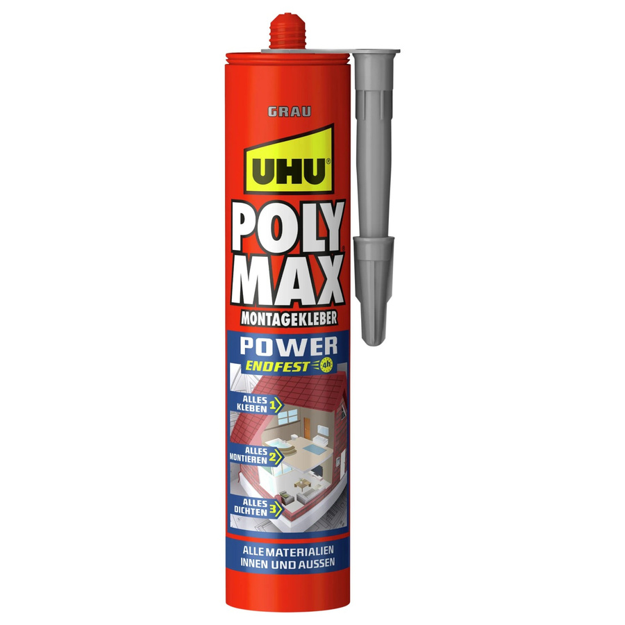 UHU Poly Max Montagekleber Power Grau 425 g Kartusche - Bild 2