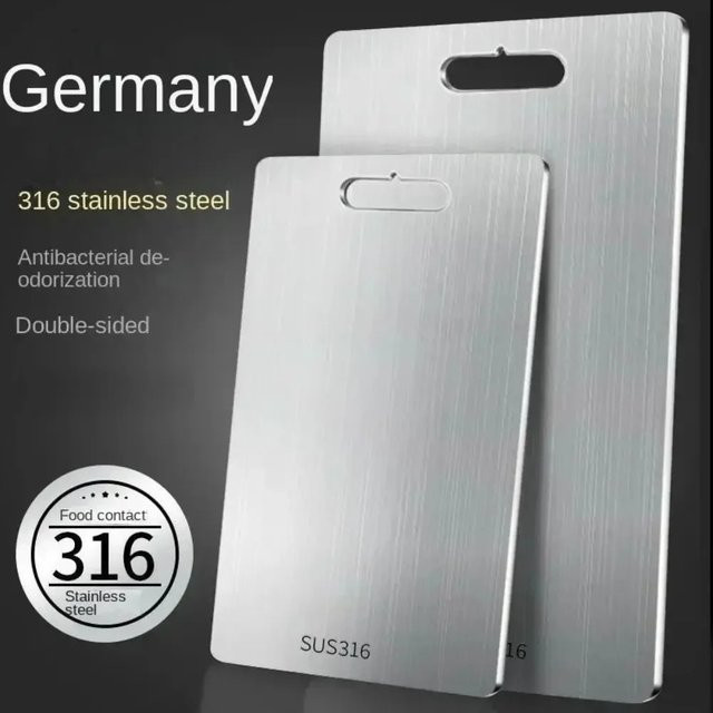 MYVIT Küchenschneidebrett aus Edelstahl 316 in Silber, rechteckig, schimmelresistent und geräuscharm - Bild 1