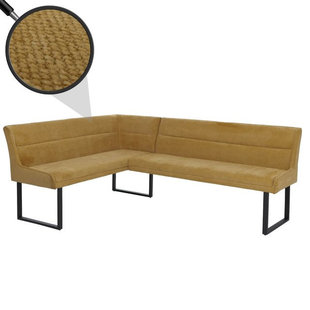 MCW Eckbank O81 Esszimmerbank aus Chenille Stoff und Metall in Senfgelb B/T/H: 159 x 210 x 84 cm - Bild 1