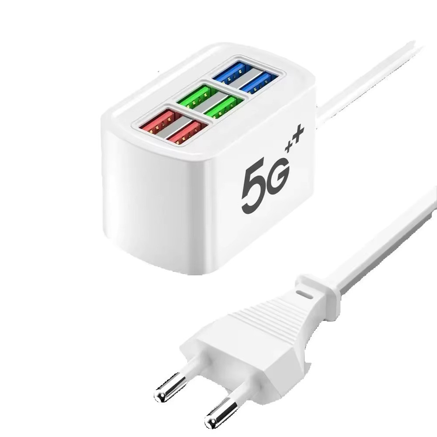 6-in-1 USB-Ladestation und Steckdosenleiste mit USB-A und USB-C Anschlüssen in Weiß mit 1 m Kabel - Bild 3
