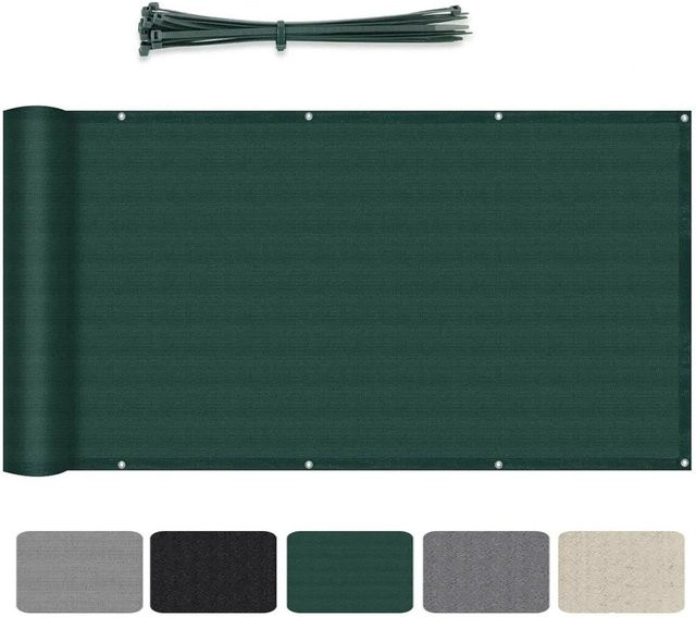 Sekey Balkonsichtschutz aus HDPE in Grün Transparent mit UV-Schutz, Breite: 90 cm, Länge: 600 cm - Bild 1