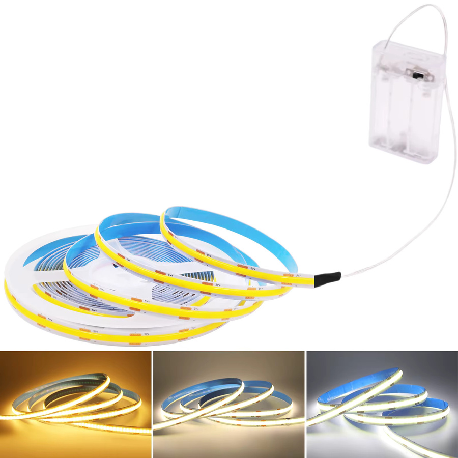 HEGEHE COB LED Streifen Licht Warmweiß 5V mit 320 LEDs/m für TV Hintergrundbeleuchtung und Möbel DIY Flexible Lichtstreifen - Bild 4