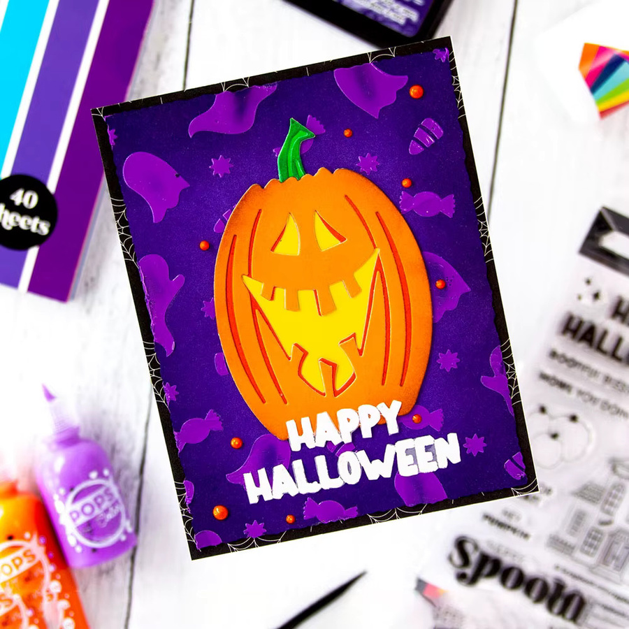 Halloween Motiv Stanzwerkzeug Set aus Metall mit Kürbis und Fledermaus für DIY Scrapbooking und Bastelarbeiten in Multicolour - Bild 2