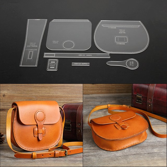 YOMDID 7-teiliges Acryl Leder Werkzeug Set mit Schablonen für Vintage Umhängetaschen und Handtaschen, transparent - Bild 1