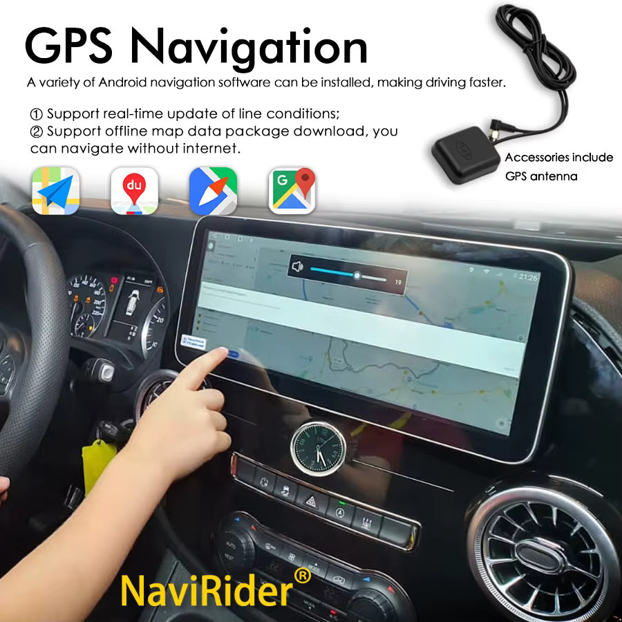 NAVIRIDER Multimedia Player für Mercedes Benz Vito 116 W447 ab 2016 mit 12,3 Zoll Display, 256 GB Speicher, Android Auto, CarPlay und GPS Navigation, Schwarz - Bild 5