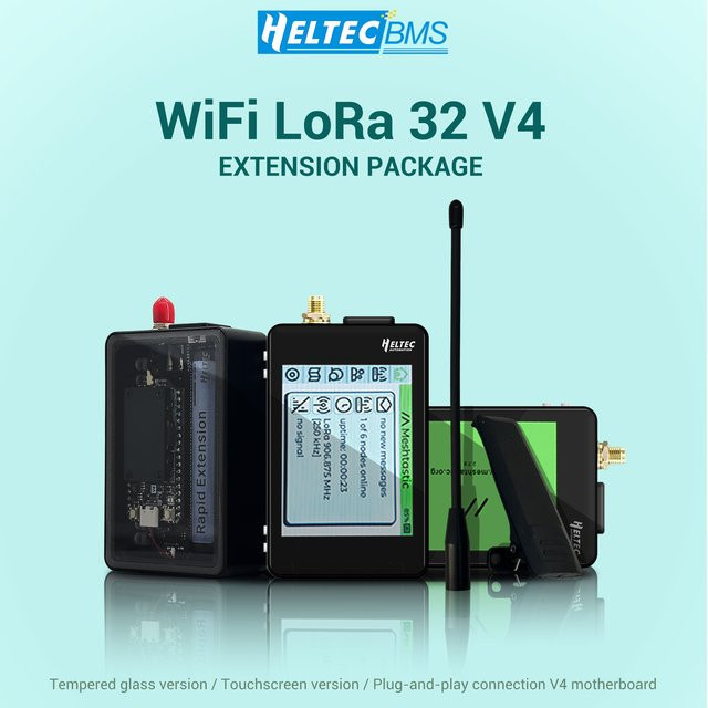 Heltec Automation WiFi LoRa 32 V4 Erweiterungskit mit Touchscreen-Erweiterungsträgerplatinen, GNSS-Modul und Schutzhülle aus gehärtetem Glas in Schwarz und Transparent - Bild 1