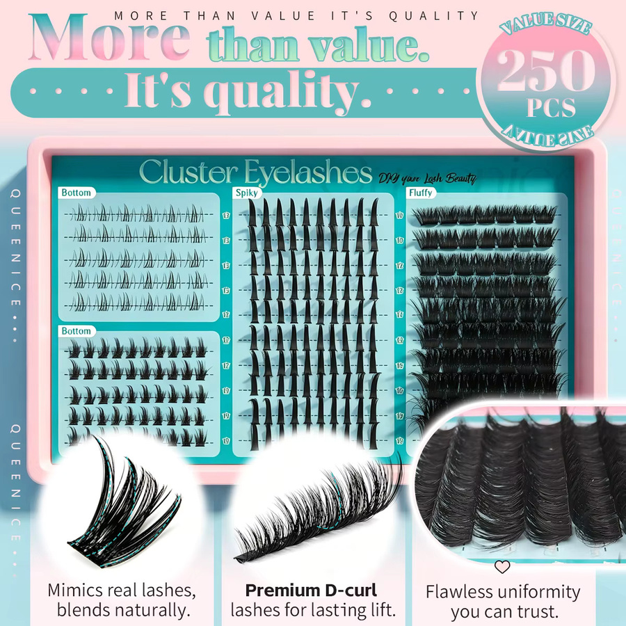 QUEENICE 4-in-1 Wimpernverlängerungs-Set, Unisex, Natürlich - Bild 2