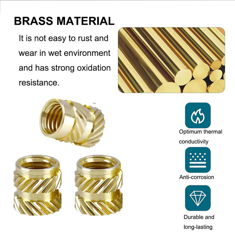30 Stück JOYYSET M3 Gewinde Heat Set Messingmuttern, hitzebeständige Einbettungsmutter für 3D-Drucker, Farbe: Gold, Maße: M3 x 5 x 4 mm - Bild 2