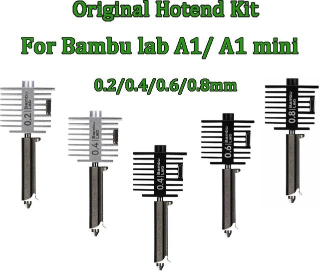 Bambu Lab Original A1 Hotend Kit für Bambu Lab A1 Mini mit gehärteten Stahl-Düsenspitzen in 0,2 mm, 0,4 mm, 0,6 mm und 0,8 mm - Bild 1