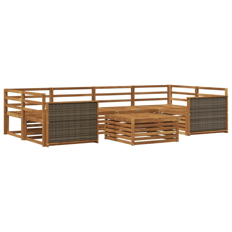 vidaXL Outdoor-Sofagarnitur aus Massivholz Akazie in Natur, 7-teiliges Set in U-Form - Bild 2