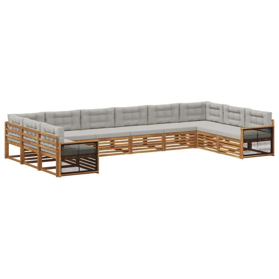 vidaXL Sofagarnitur aus Massivholz Akazie mit 10 Kissen im modernen Latten-Design - Bild 2