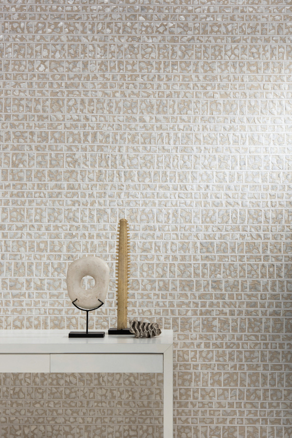 Omexco Tapete Shades of Pale SOP1061 in Weiß und Beige mit Streifenmuster aus Vlies - Bild 1