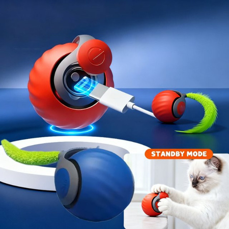 MIJIA Interaktives Katzenspielzeug Ball, Automatischer Rollball mit Schwanz, Wiederaufladbar