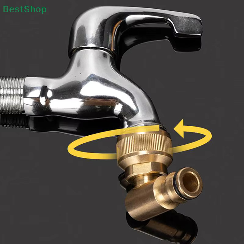 HELTC Gartenschlauch-Wasserhahn-Adapter aus Messing in Gold, 3/4 Zoll Winkel-Schnellverbinder drehbar - Bild 3