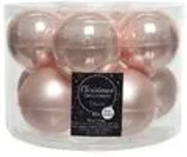Kaemingk Weihnachtsbaumkugeln aus Glas in Rosa, 10 Stück, Durchmesser: 6 cm, matt und glänzend - Bild 1