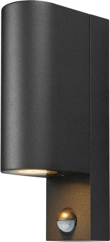 Prios Wandleuchte tetje aus Aluminium mit Bewegungsmelder in Schwarz, modern und IP65 wassergeschützt - Bild 1