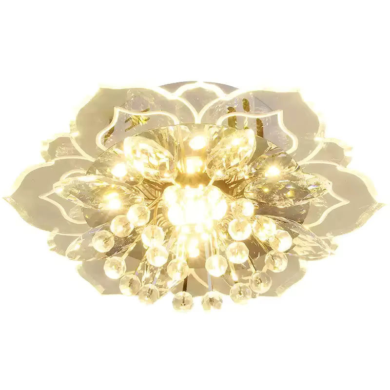SUNMEIYI LED Kristall Deckenleuchte in moderner Blumenform, Gold/Messing, Warmweiß - Bild 2