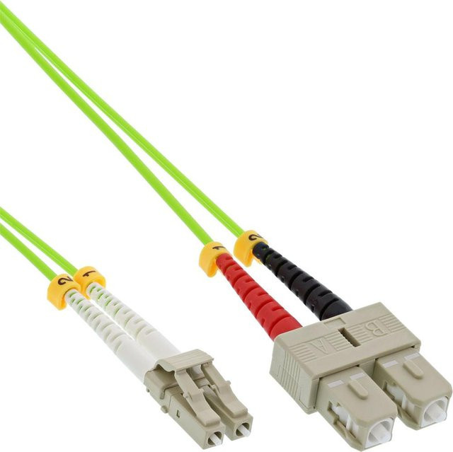 InLine Glasfaserkabel Grün 25m mit 2x LC und 2x SC Steckern (88638Q) - Bild 1