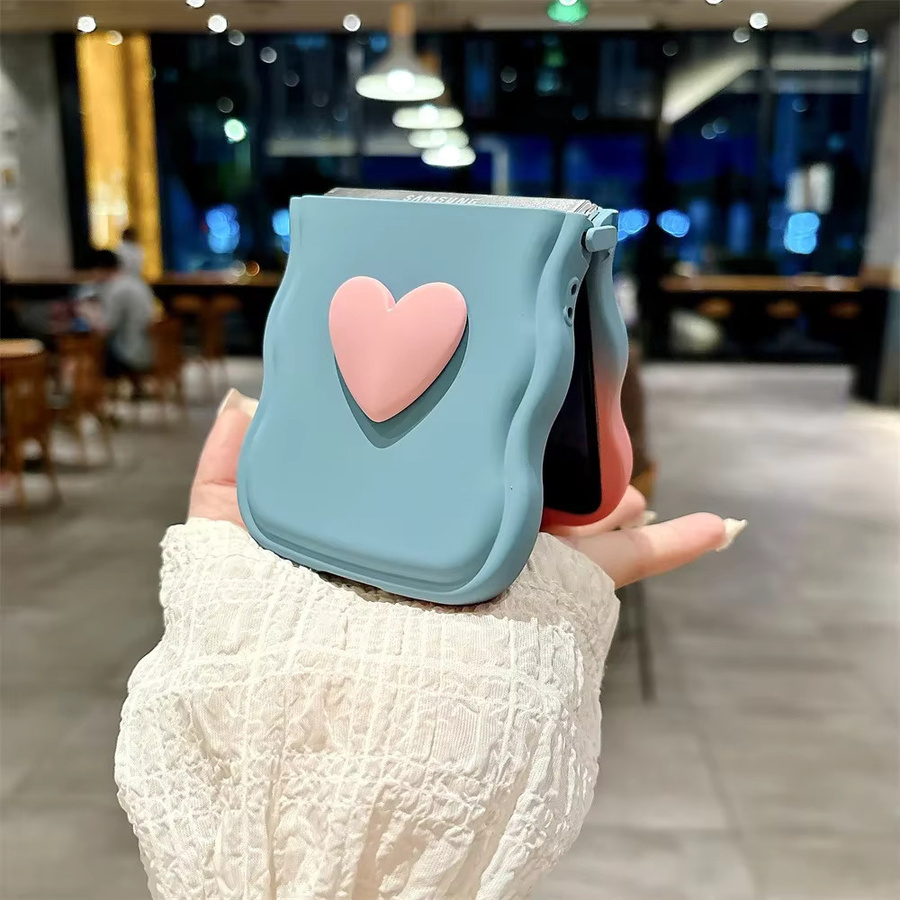 Weiche TPU Handyhülle mit Farbverlauf und Herz-Wellen-Design für Samsung Galaxy Z Flip 6 5G, Z Flip 5 5G, Z Flip 4 5G und Z Flip 3 5G in Blau und Grün - Bild 4