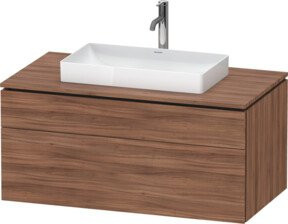 Duravit L-Cube Waschtischunterschrank wandhängend in Weiß und Braun mit Schubladen und Auszug - Bild 1