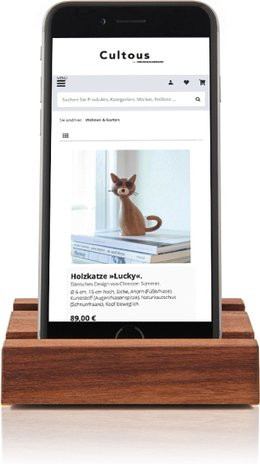 Smartphone-Halter aus Walnussholz von e+m in Braun - Bild 1