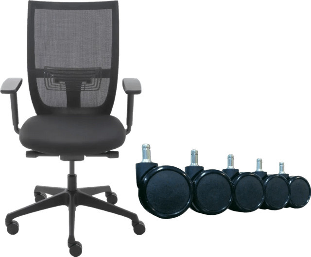 Euroseats Curve Bürostuhl in Schwarz mit Rollen für Hartböden und Armlehnen - Bild 1