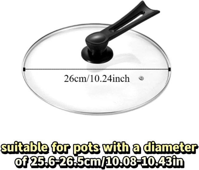 Bush Culture Universeller vertikaler Pfannendeckel aus gehärtetem Glas und Edelstahl, transparent, Durchmesser: 26 cm - Bild 1