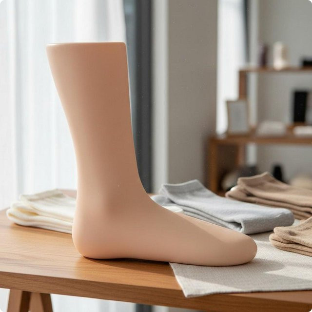HomeVibe Haus 4er-Set PVC Plattfußmodell Display-Socken für die Produktfotografie in Grau und Beige - Bild 1