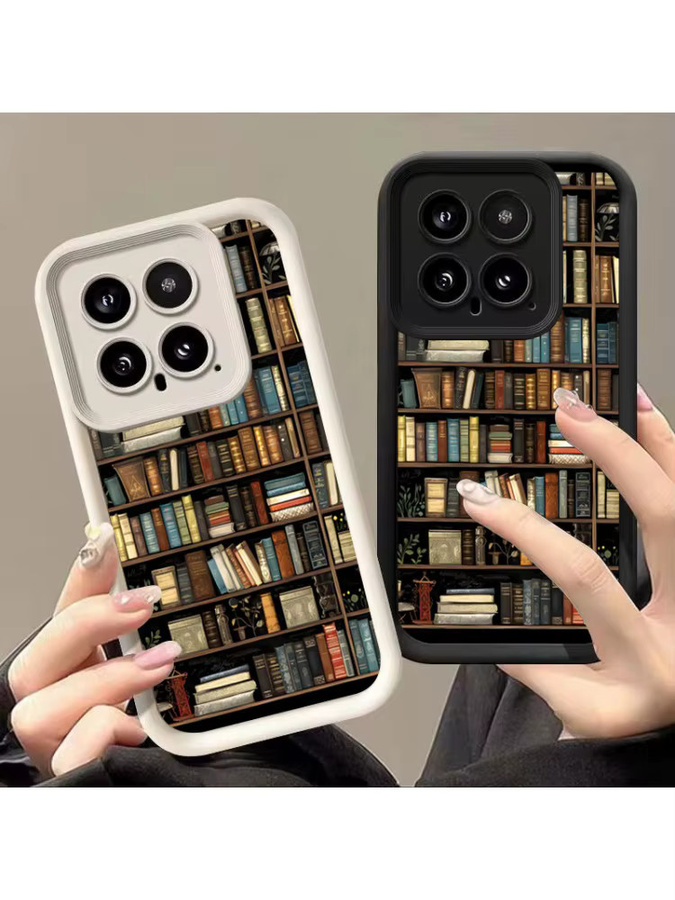 Kreative Silikon Handyhülle im Bücherregal-Design für Xiaomi Poco F7 F6 F5 X7 X6 X5 X3 Pro sowie Mi 15 14 13 12 11 Lite 14T 13T 12T in Weiß - Bild 4