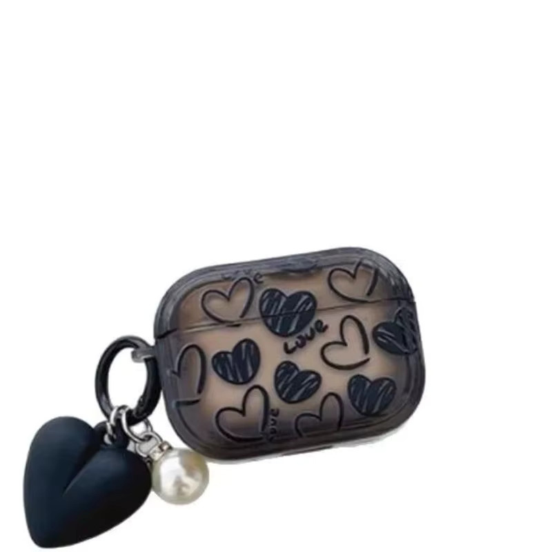Sanrio Schutzhülle mit Herz-Design für AirPods Pro 2, AirPods 4 (2024), AirPods 3, 1 und 2 Gen in Schwarz mit Haken - Bild 4
