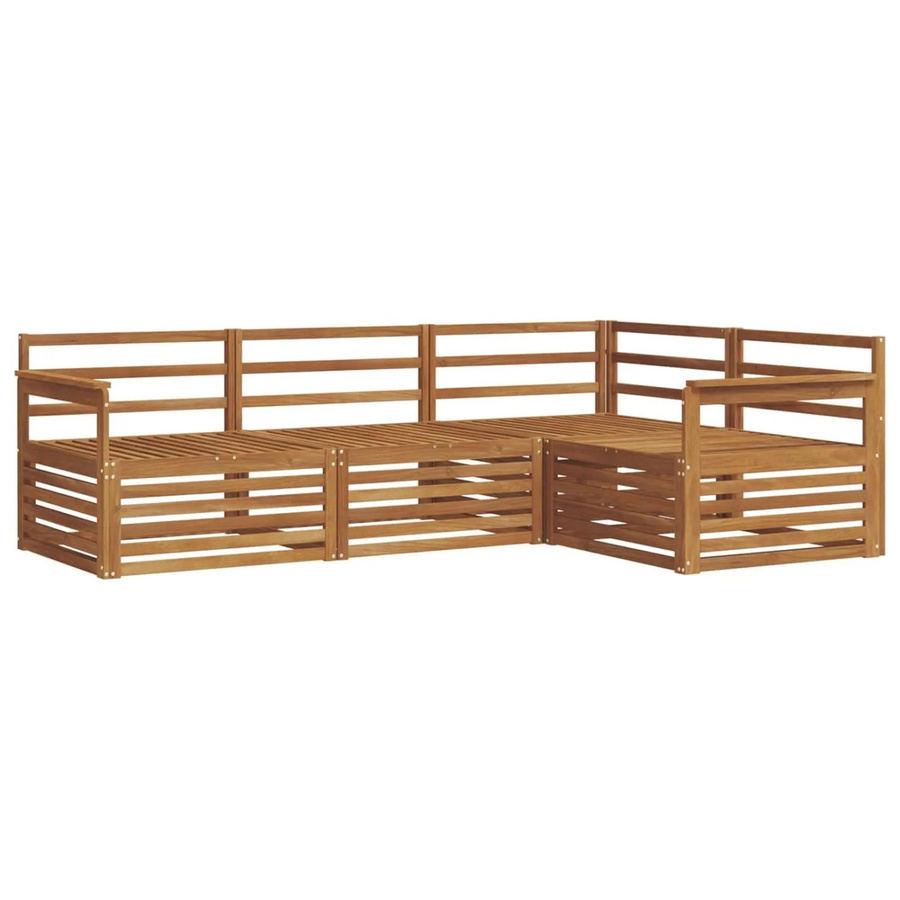 vidaXL Outdoor-Sofagarnitur aus Akazienholz in Braun, 4-teiliges L-Shape Gartenmöbel-Set - Bild 2
