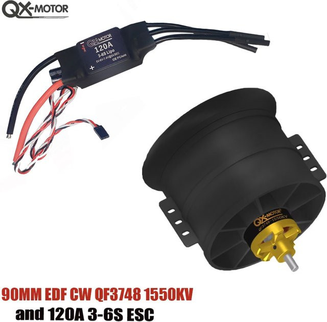 QX-MOTOR 90mm EDF 12-Blatt-Lüfter CW CCW QF3748 QF3758 Bürnenloser Motor mit 100A 120A ESC, Set / Bundle - Bild 1