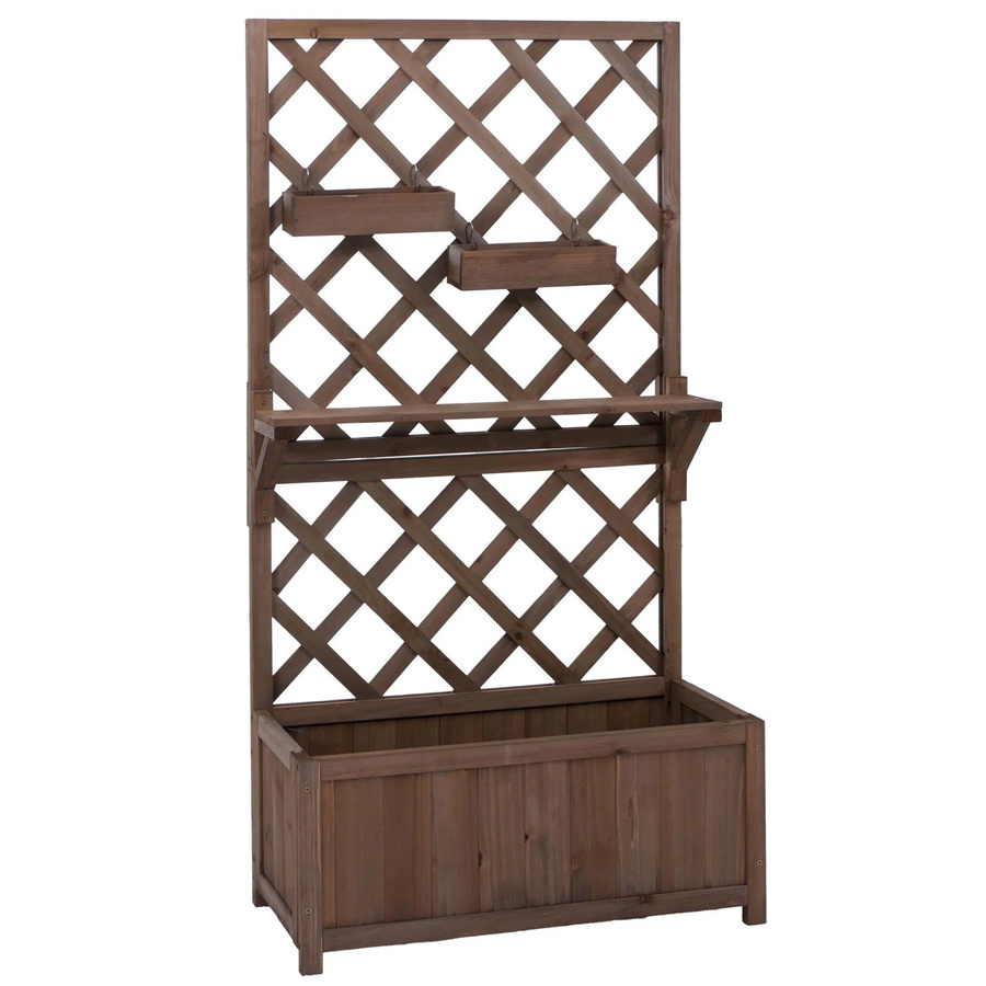 Hochbeet MCW P68 mit Rankgitter und Hängekästen aus Holz in Braun, B/T/H: 135 x 70 x 30 cm - Bild 3