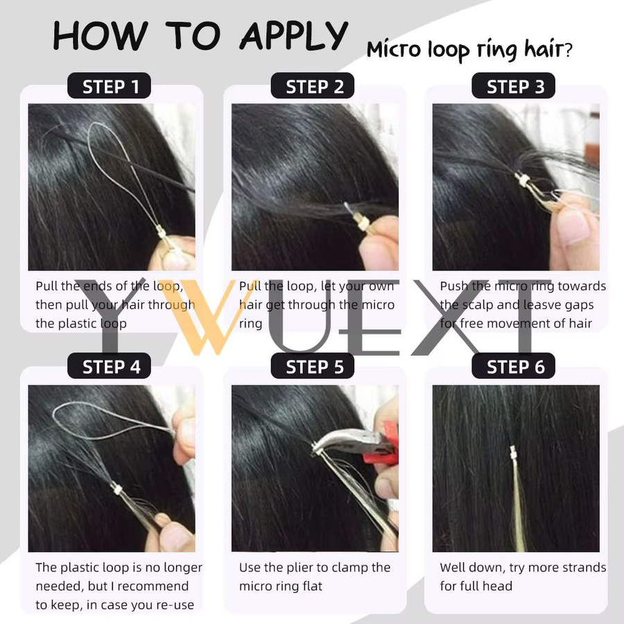 YWUEXT Blonde Micro Loop Ring Echthaar-Extensions, 30g, Damen - Bild 3