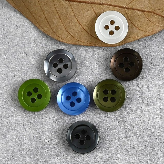 Runde Harzknöpfe mit 4 Löchern für Kleidung und DIY-Projekte, grün und mehrfarbig, Durchmesser: 11,5 mm - Bild 1